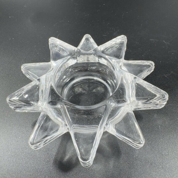 PartyLite Flaming Star Glass Tealight Candle Holder Clear Votive Set 2 Glass - Picture 6 of 11